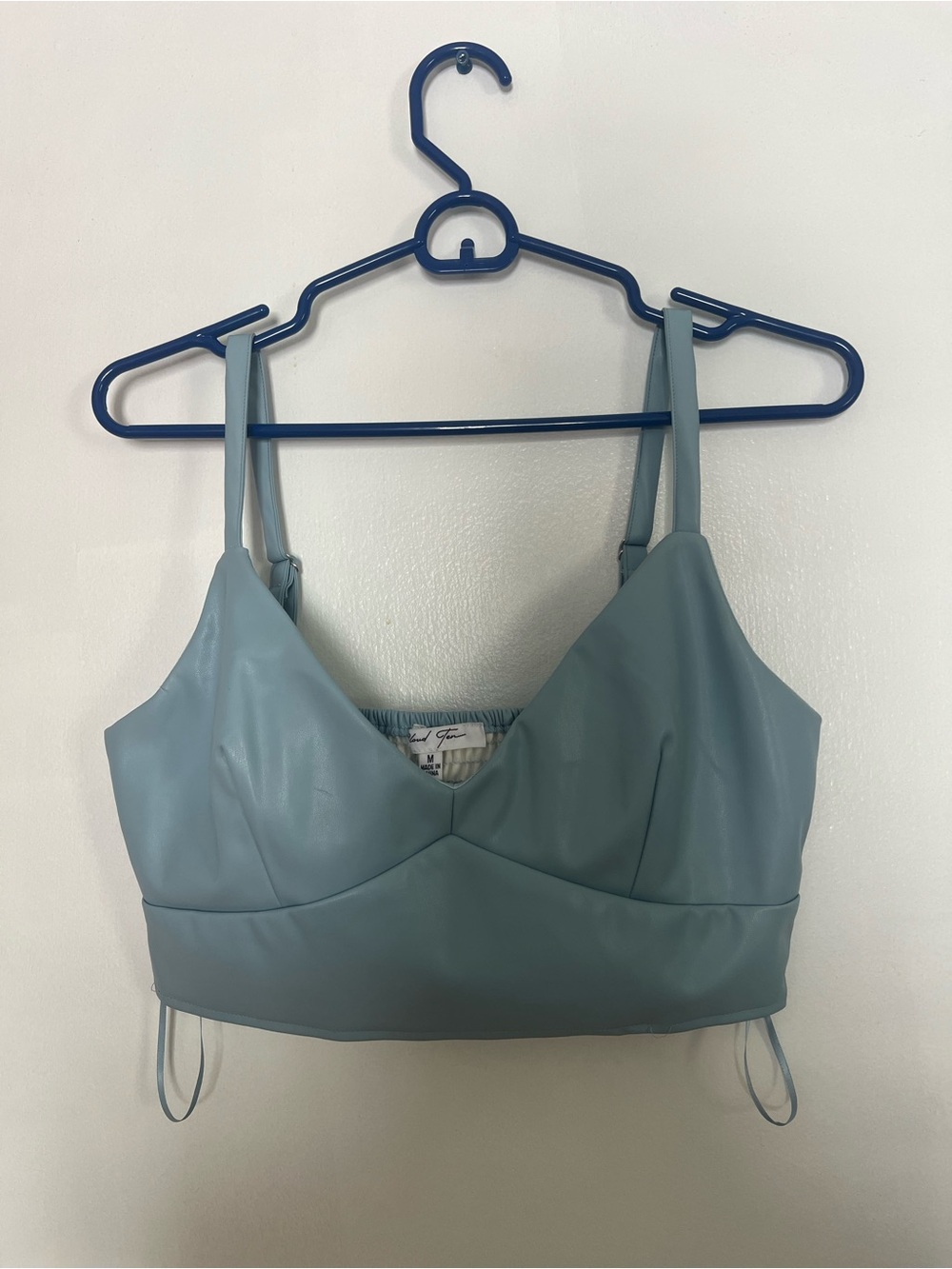 Soft Blue Vegan Leather Bralette Top